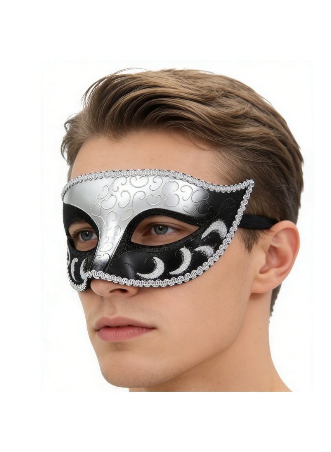 Half Face Mask Venetian Masquerade Eye Mask Black Exquisite Women Men Carnival Party Decoration,2 PCS - Image 4